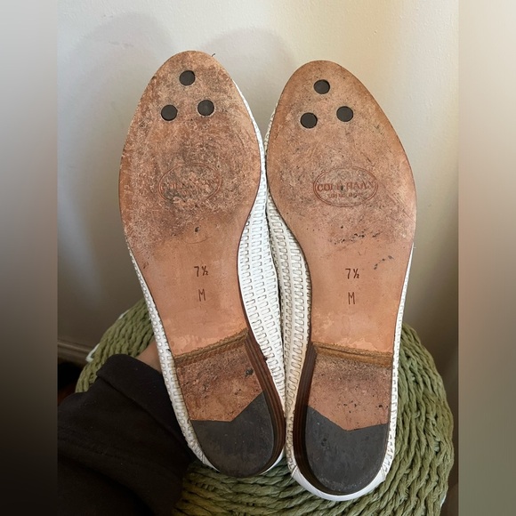 COLE HAAN Resort Murano Sandstone Leather Woven Slip-on Flats Size 7.5 - Picture 6 of 11